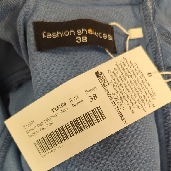 NEW Fashion Showcase Modest Mesh Maxi Dress Blue 38/8 evening special occasion - Picture 6 of 7